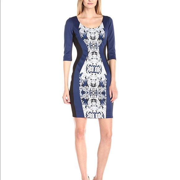 Signature by Sangria Dresses & Skirts - Sangria black/blue/white hourglass bodyshape dress